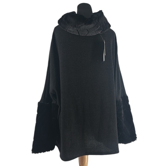 Joseph Ribkoff Sweaters - Joseph Ribkoff sweater vowel neck faux fur trim elegant fall winter sz 10 NWT